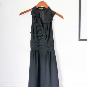 Gianni Bini Black Cocktail Knee length Dress with ruffle, size 0